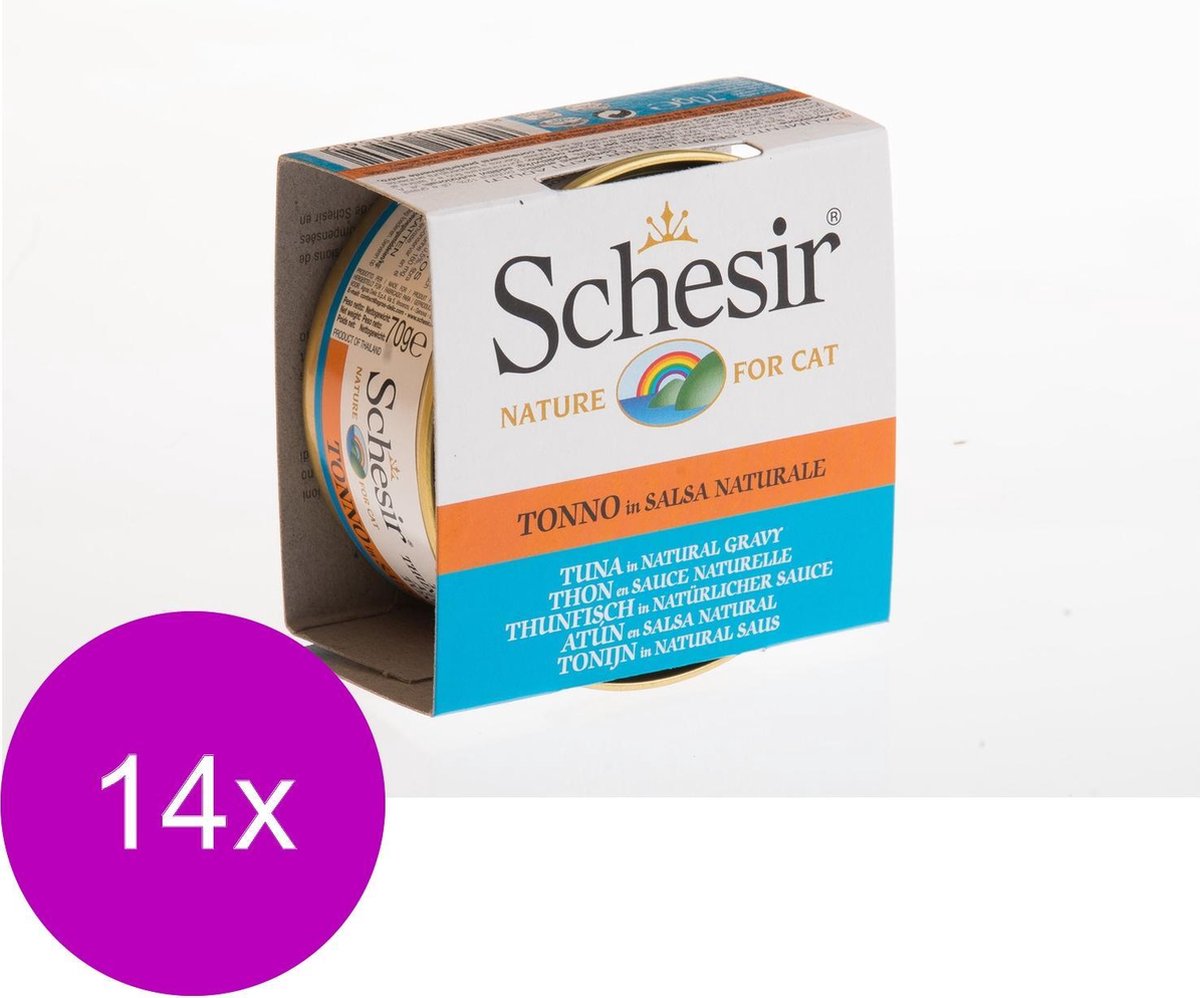 Schesir Natvoer in natuurlijke saus - Tonijn - 14 x 70 g