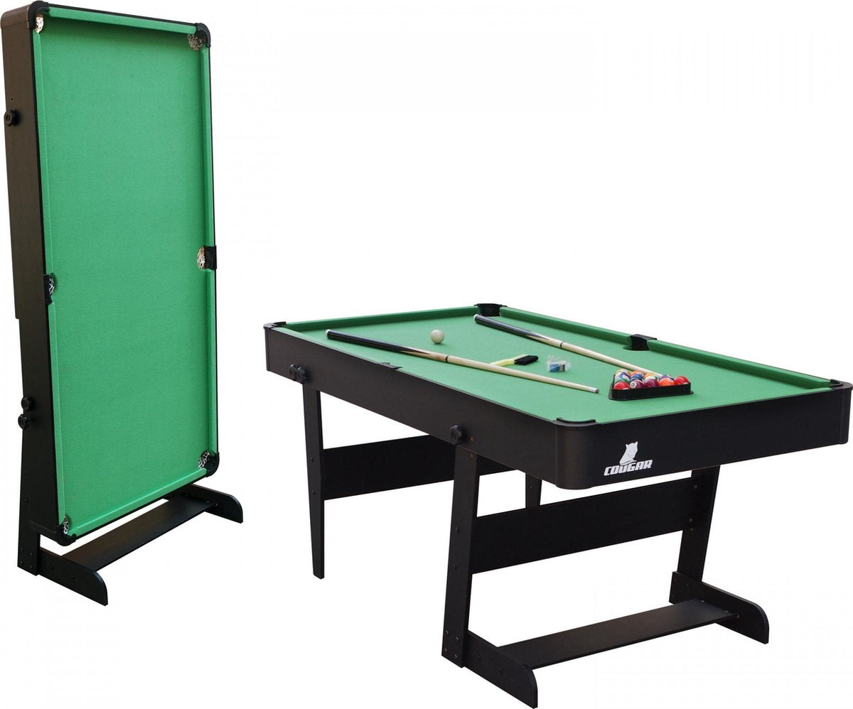Cougar Hustle XL opklapbare Pooltafel Zwart - 6ft. biljarttafel - Incl. accessoires