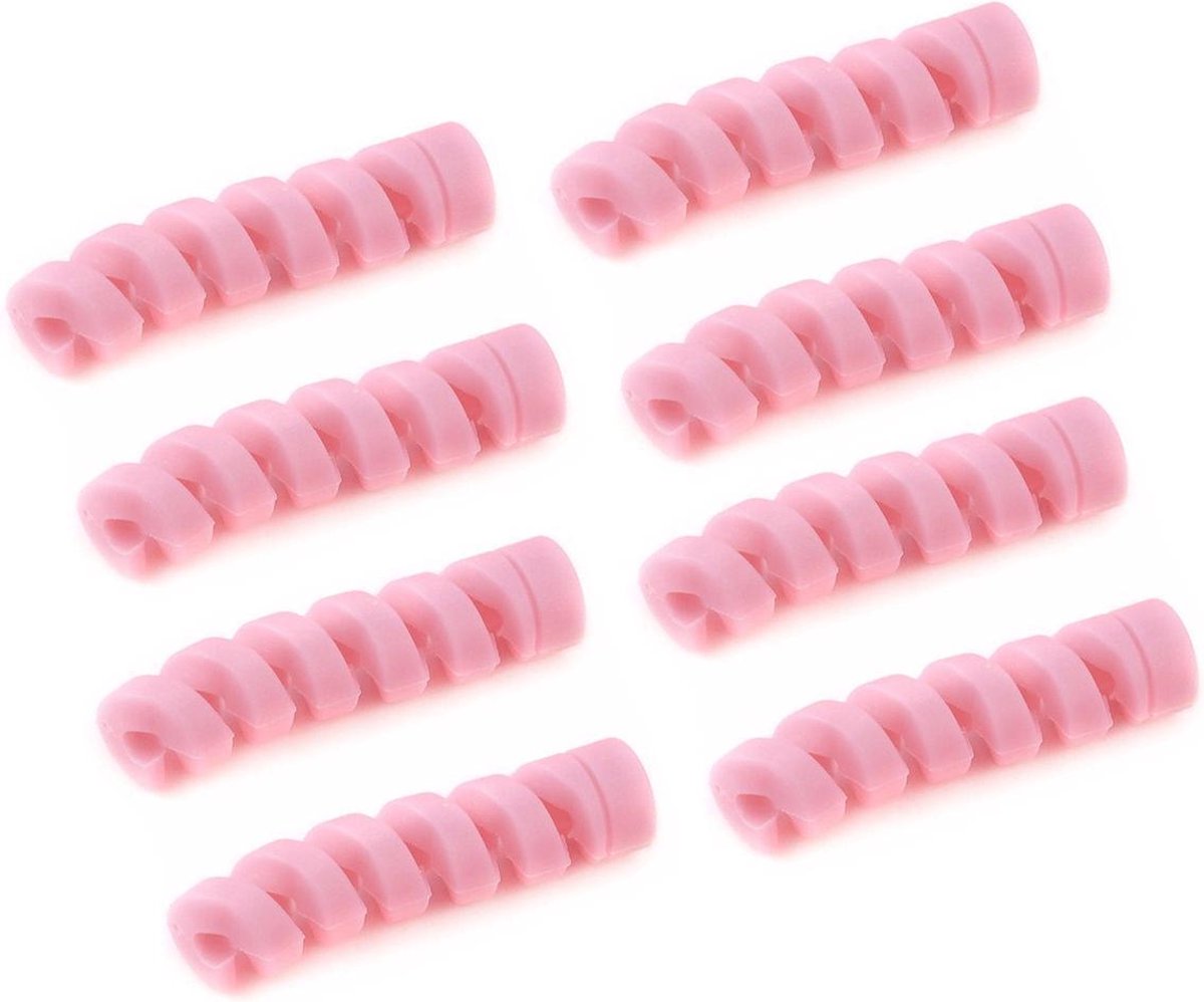 Kabelbeschermer 8 stuks voordeelset - Kabel beschermer iPhone en Samsung - Roze