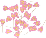 Cocktailprikkers hartje  roze met gouden baby voetjes - baby shower