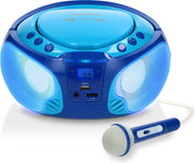 Lenco SCD-650BU - Radio CD-speler Incl. karaokemicrofoon en LED - Blauw