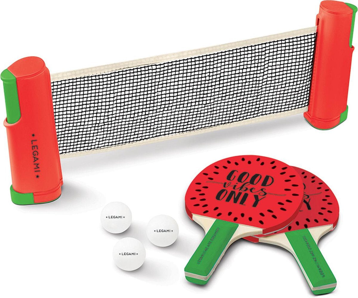 LEGAMI Tafeltennis set met uitschuifbaar net + 2 batjes en 3 pingpong ballen / Complete set