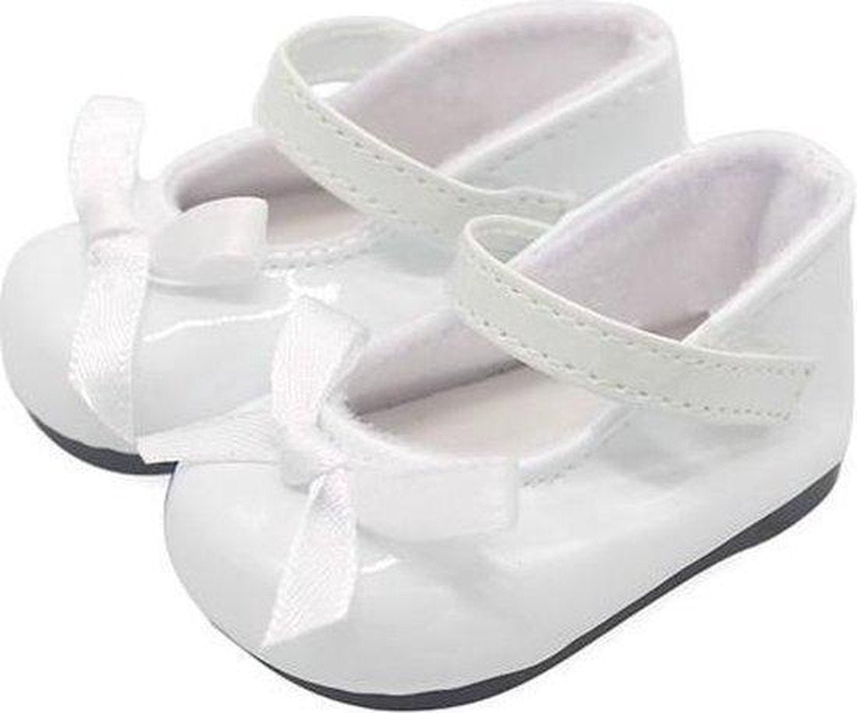Dolldreams | Poppenkleding - Witte schoenen met strikje - Ballerina's geschikt voor pop zoals Baby Born - 7 cm