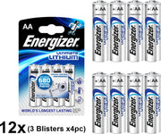 AA L91 Energizer Ultimate Lithium 3000mAh 1.5V - 12 Stuks (3 Blisters a 4st)