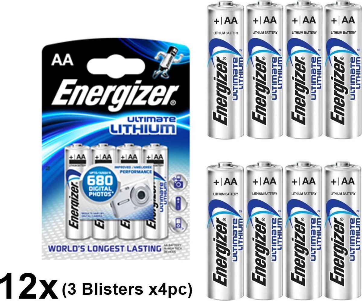 AA L91 Energizer Ultimate Lithium 3000mAh 1.5V - 12 Stuks (3 Blisters a 4st)