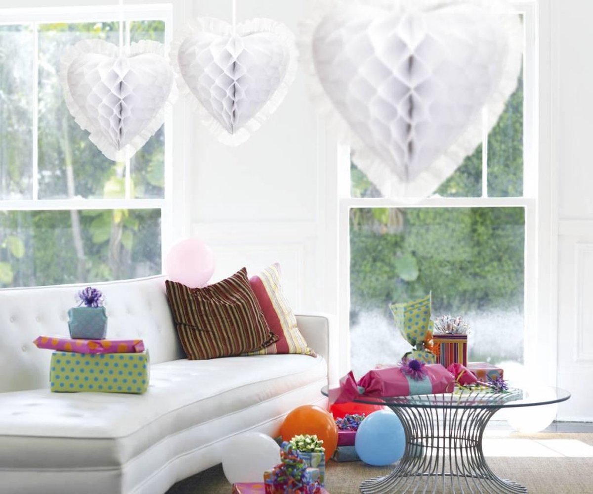 Honeycomb Hart Wit Deluxe - 30 centimeter