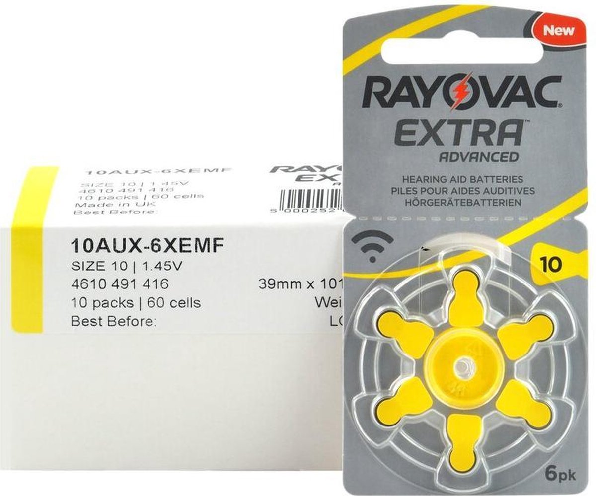 POWERDEAL 240 X Rayovac Extra Advanced hoortoestelbatterijen 10 (geel)