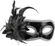 Venetiaans masker met zwarte bloem voor volwassenen - Verkleedmasker - One size