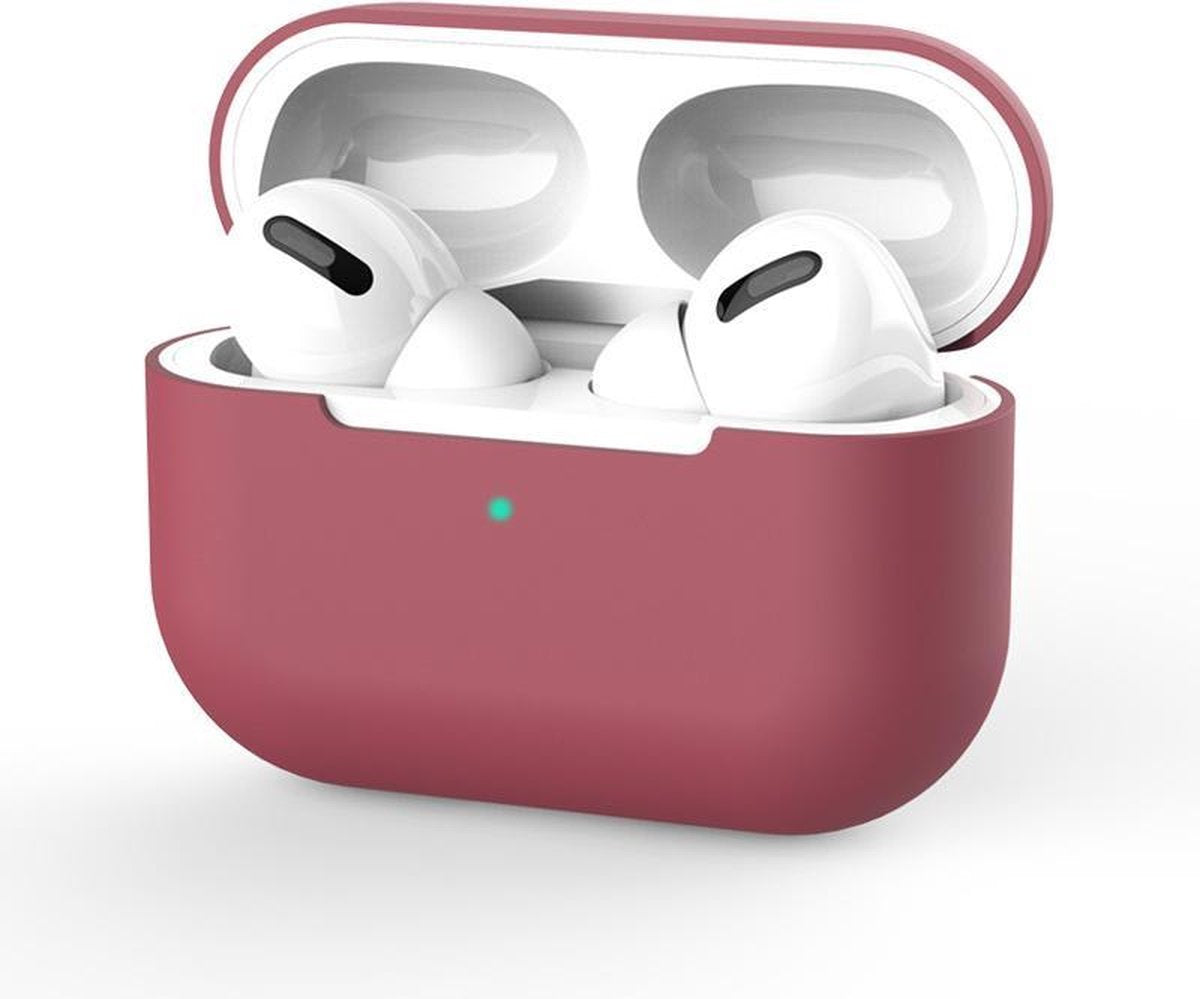 Siliconen Case Apple AirPods Pro donker rood- AirPods hoesje donker rood - Wijn rood - AirPods case