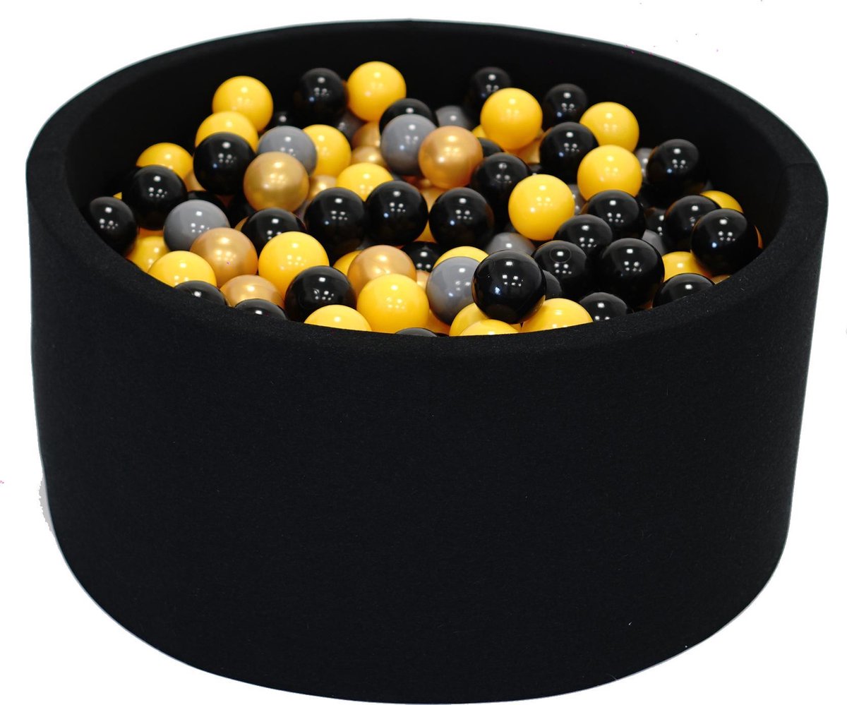 Ballenbak Grijs Zwart 90x40 met 250 ballen Geel