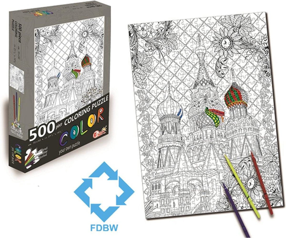 Legpuzzel 500 stukjes - Puzzel Kleurplaat | Puzzel Inkleuren Volwassenen | Puzzel Kleuren | Kleurpuzzels voor Volwassenen - Kinderen | Kinderpuzzel Kleuren | Taj Mahal