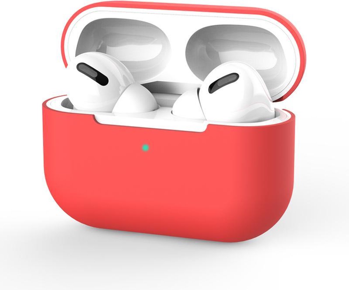 Apple AirPods Pro Hoesje in het Rood - Onepiece - Siliconen - Case - Cover - Soft case