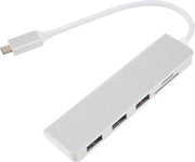 GadgetBay Multifunctionele 5-in-1 USB C Hub met TF SD Card Reader 3 USB 3.0 Ports voor de MacBook Pro - Aluminium behuizing