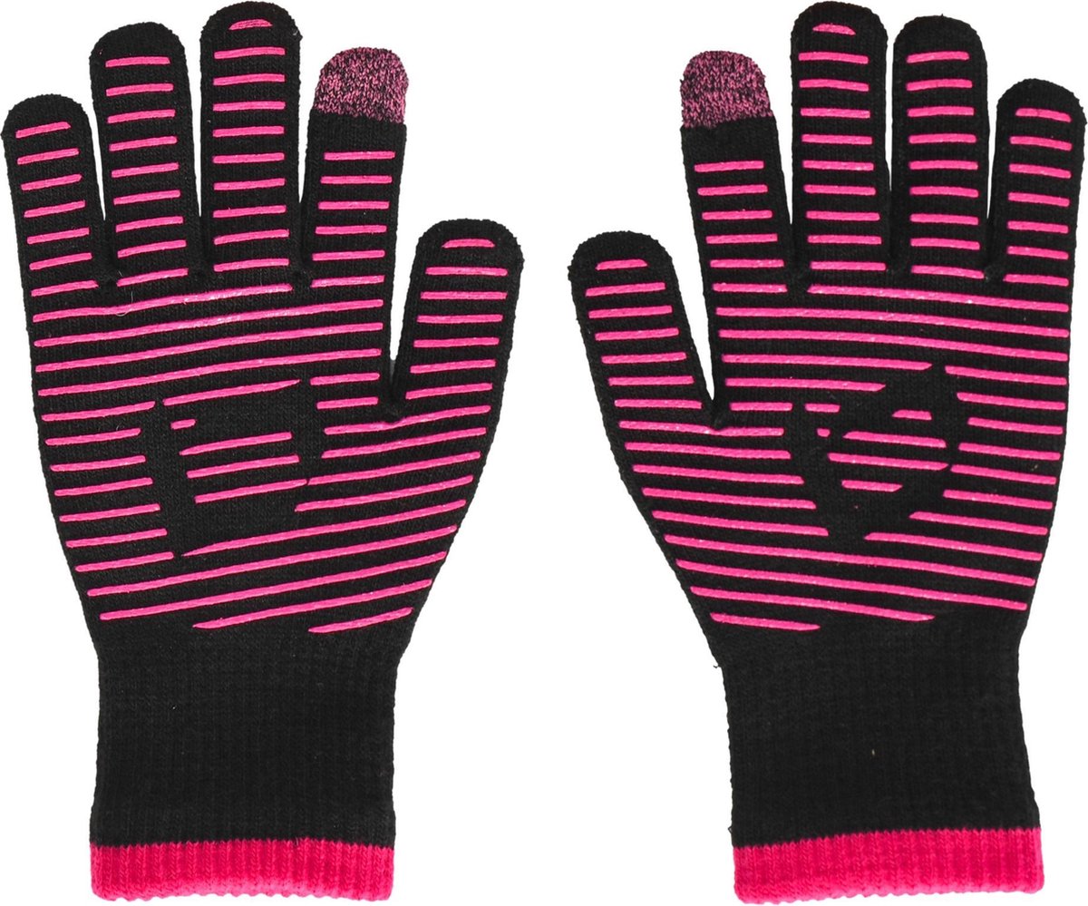 Brabo - BC7013 Wintergloves Swipe Bk/Pi (per 10) - Black/Pink - Vrouwen - Maat Teen