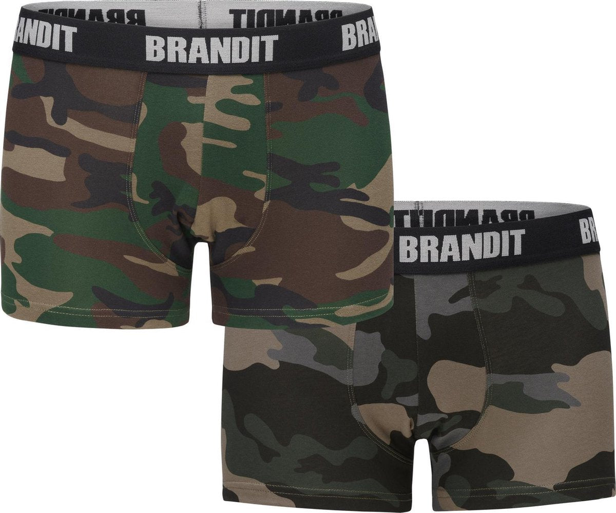 Heren Boxershort Logo Brandit 2-Pack Comfy cotton woodland/dacamo