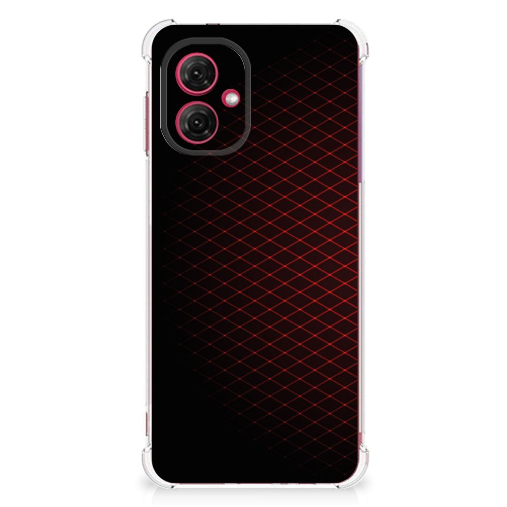 Motorola Moto G55 Doorzichtige Silicone Hoesje Geruit Rood