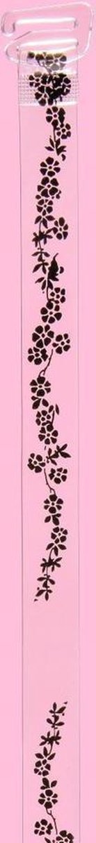 Julimex Siliconen schouderbandjes 10 mm met zwarte glitter bloemen patroon (1 paar) met transparante haken