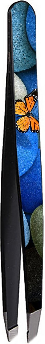 Beautytools Professional Slant Line Epileer Pincet/ Tweezer Voor Wenkbrauwen: Blue Butterfly - Schuine Punt - (BT-1871)