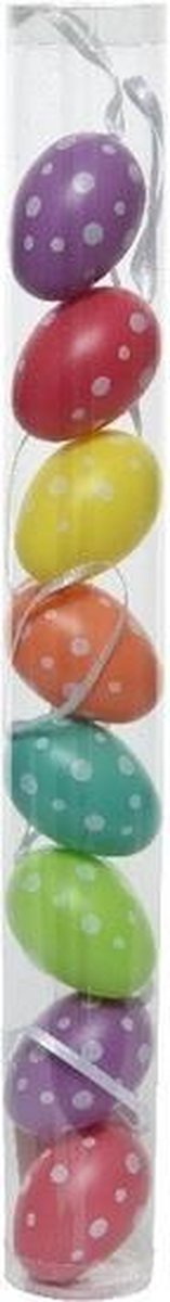 8x Pasen decoratie paaseieren gekleurd met stippen 5 cm - Paastakken versieringen/decoraties paaseitjes