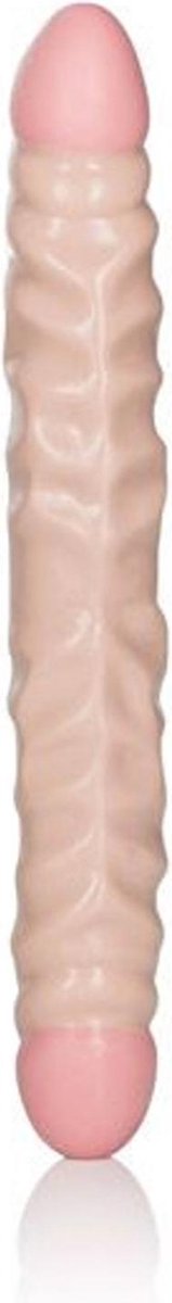 Geaderde Dubbele Dildo - beige