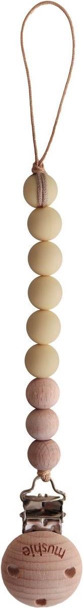 Speenkoord Mushie Mutted Yellow|Hout/Siliconen