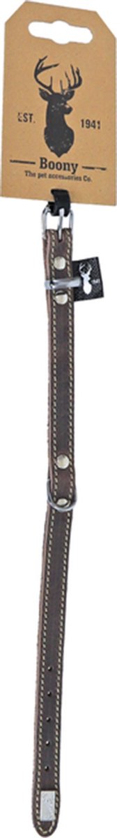 Boony Est1941 lederen halsband 12mm 30cm lang grijs