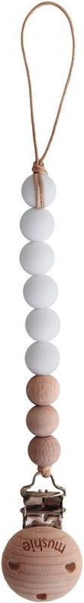 Speenkoord Mushie White (hout/siliconen)