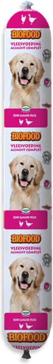 BIOFOOD 3 rollen vleesvoeding Eend hond - vleesvoeding - 800 gr. - honden natvoeding