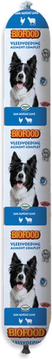 BIOFOOD 3 rollen vleesvoeding Lam hond - vleesvoeding - 800 gr. - honden natvoeding
