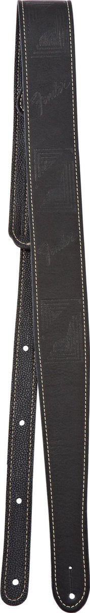 Fender Monogram Leather Strap Black lederen gitaarband