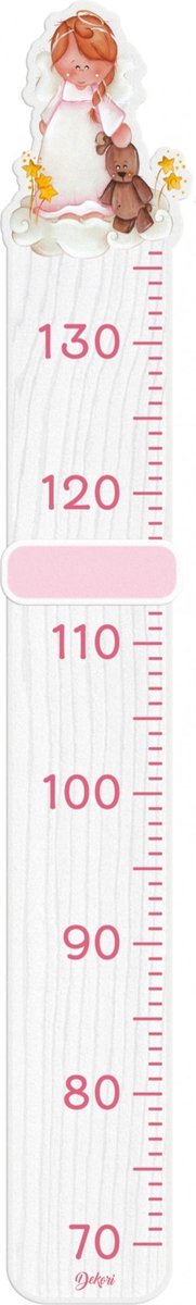 Dekori Groeimeter Prinses Meisjes 115 Cm Hout Wit/roze