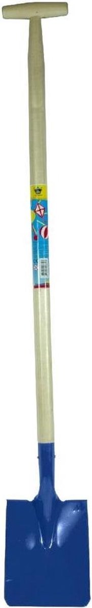 Strandschep houten greep - 106 cm - blauw