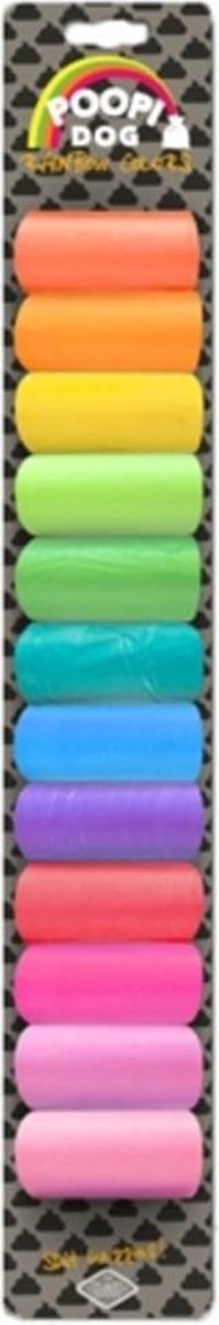 D&d poopi-dog poepzakjes regenboog kleuren 12x15 st