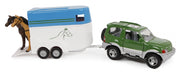 auto met paardentrailer diecast pull-back 25 cm groen