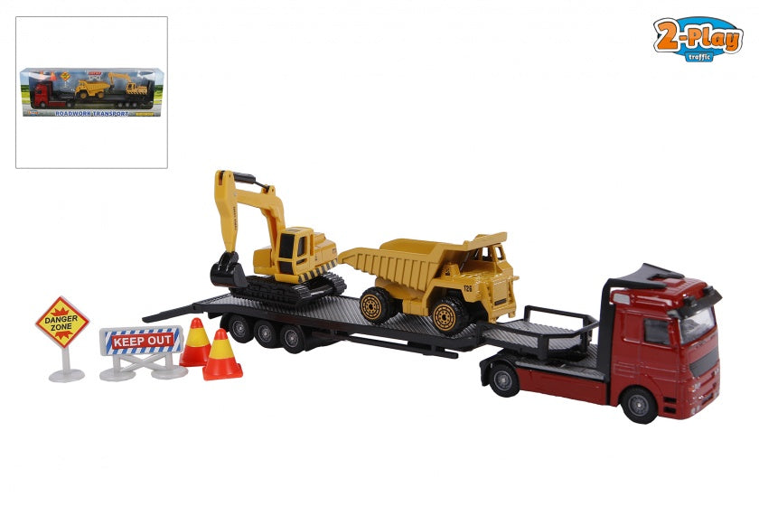 dieplader diecast bouwvoertuigen 24 cm 5-delig multicolor