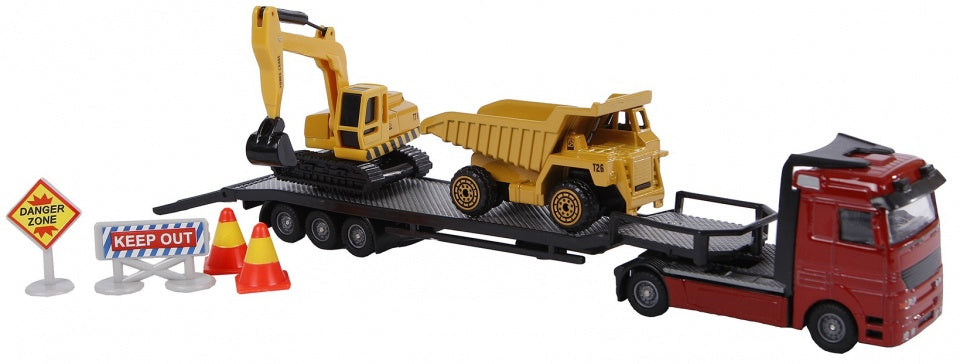 dieplader diecast bouwvoertuigen 24 cm 5-delig multicolor