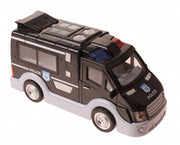 politiebus met licht en geluid 17 cm zwart
