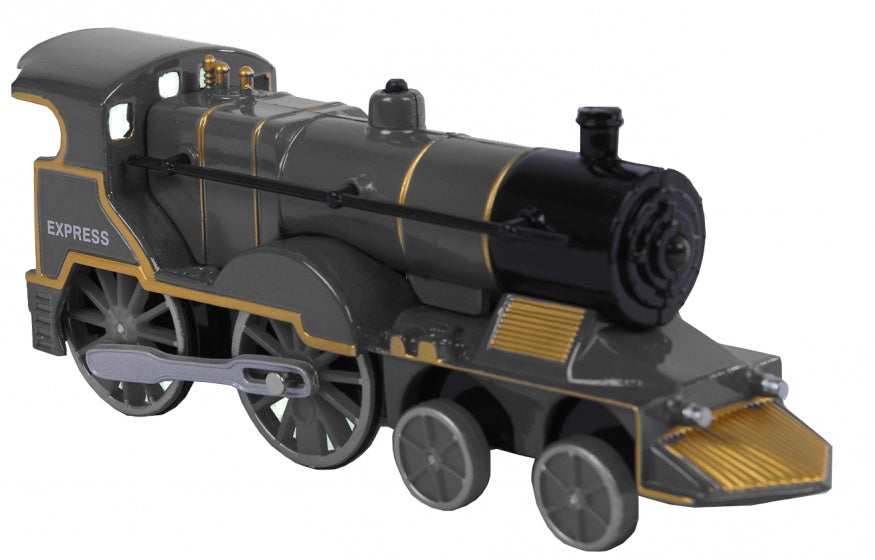 locomotief licht/geluid pull-back 14 cm zwart