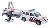 politiewagen met boot pull-back 27 cm wit