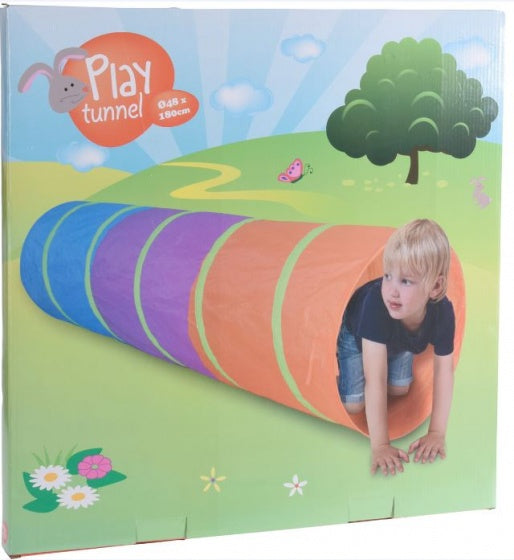 Speeltunnel 180 x 48 cm blauw/paars/oranje
