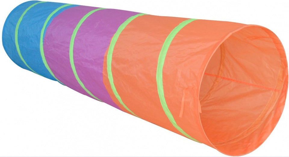 Speeltunnel 180 x 48 cm blauw/paars/oranje
