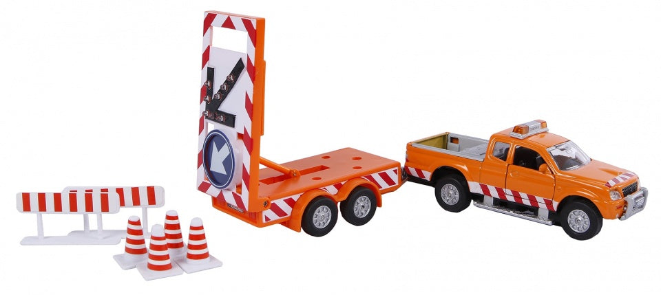 wegenwacht met aanhanger 27 cm oranje 8-delig