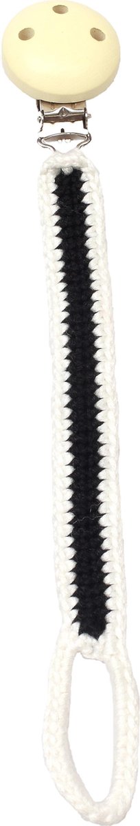 Naturezoo Fopspeenketting Bamboestof 20 Cm Zwart/wit