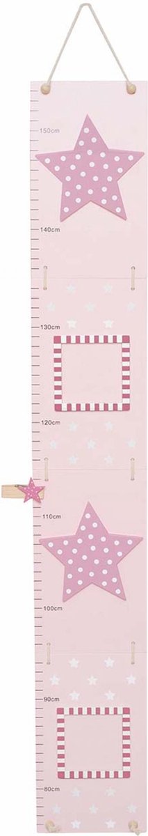Jabadabado Houten groeimeter 'Sterren' - Roze