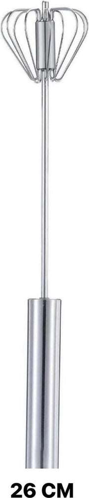 REPUS Semi Automatische Garde RVS SMALL |26 CM| Beslag klopper |Staafmixer |Melkschuimer| Mixer| Zilver |eierklopper |pannenkoekenbeslag | slagroomklopper |cappuccino klopper|Musthave