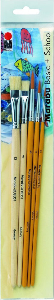Set de penselen basic + school - Penseel robust  plat  taille 8  12