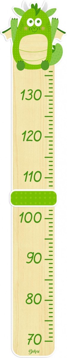 Dekori Groeimeter Draak 115 Cm Hout Beige/lichtgroen