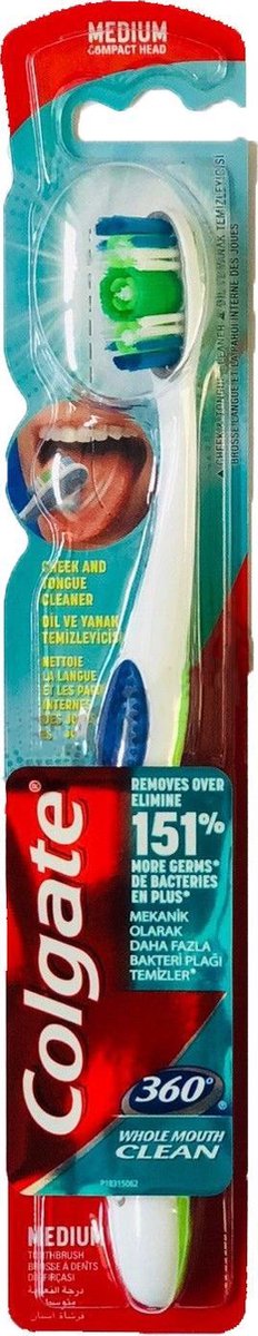 12 x Colgate Tandenborstel - 360 GRADEN - Whole Mouth Clean Medium - voordeelverpakking