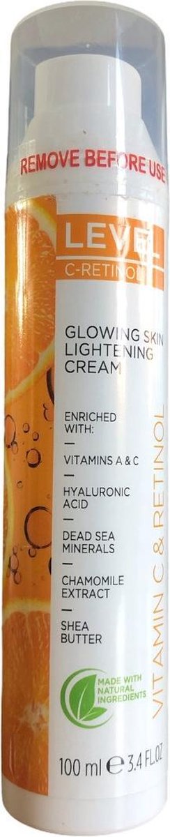 Level - Dead Sea Minerals Vitamin C & Retinol - Glowing Skin Lightening Cream 100 ml (Dode Zee Mineralen Vitamine C & Retinol - Stralende Huidverlichtende Crème)