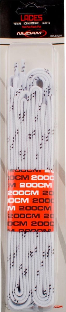 Nijdam Veters Plat - 200 cm - 2 Paar - Wit/Zwart